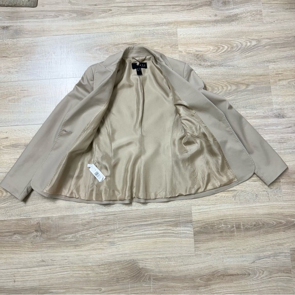 Mango Beige Tan Fitted Fully Lined Single Button Suit Blazer Size 6 - Picture 10 of 15